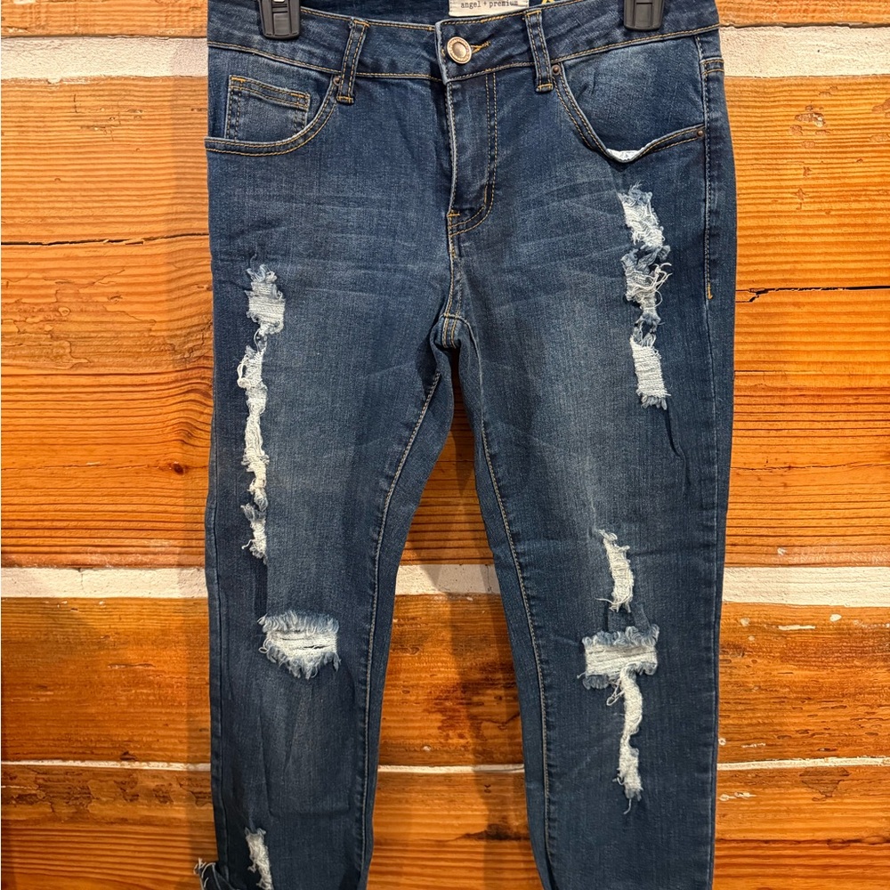 Distressed Blue Jeans